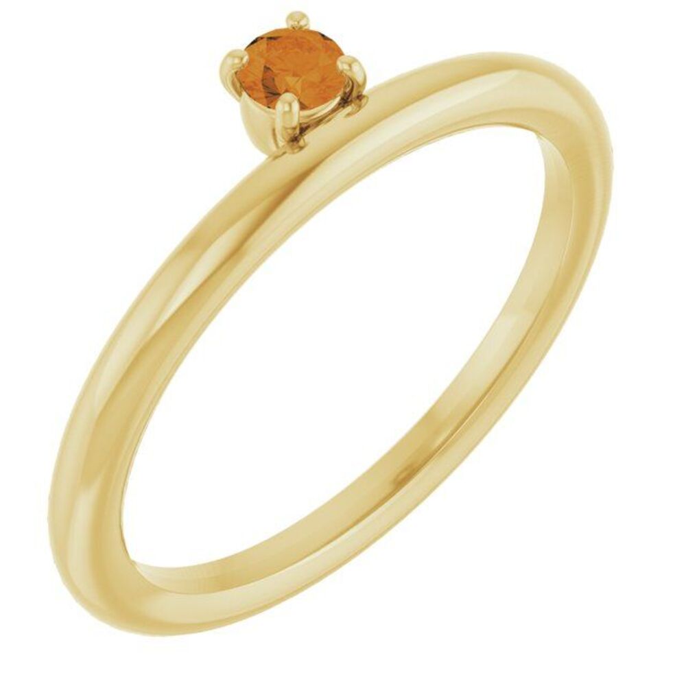 14k Yellow Natural Citrine Stackable Ring - image 1